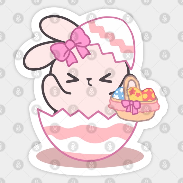 Egg-citing Arrival: Loppi Tokki Emerges from an Easter Egg Bearing a Basket of Delights! Sticker by LoppiTokki